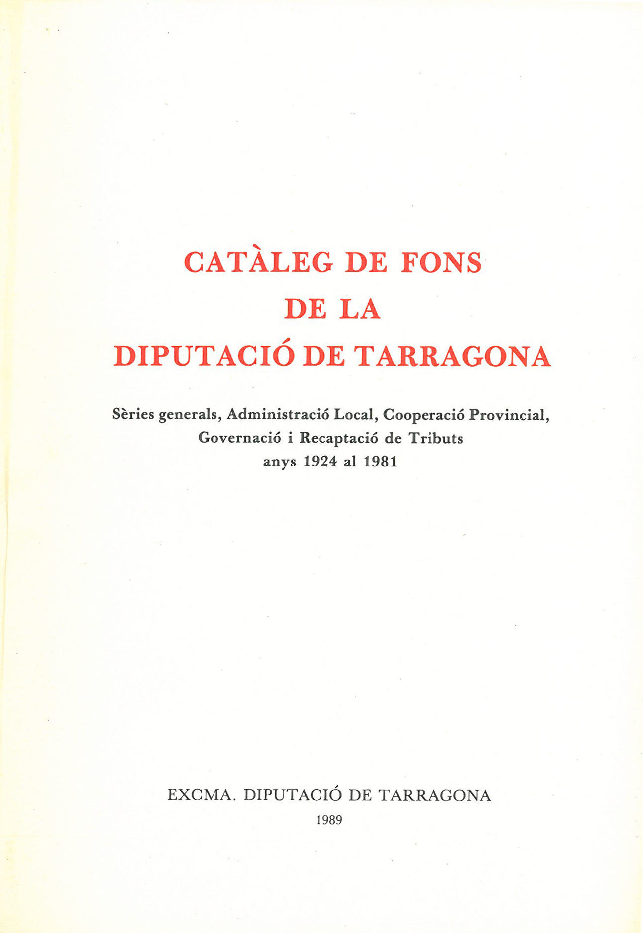 portada fons de la Diputació de Tarragona