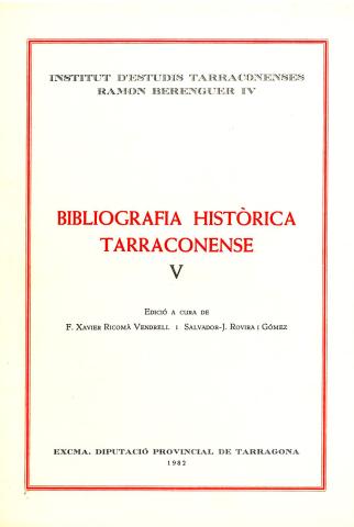 Portada Bibliografia Històrica Tarraconense III