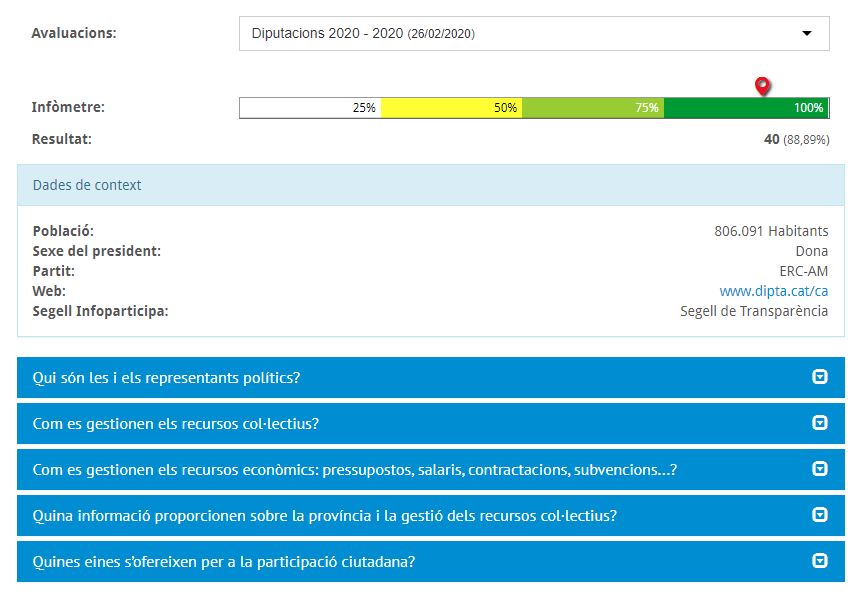 La Diputació de Tarragona renova el Segell Infoparticipa a la qualitat i transparència comunicativa que atorga la UAB 