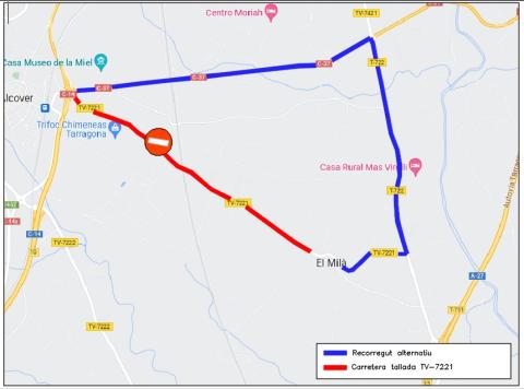 Plànol de la ruta alternativa